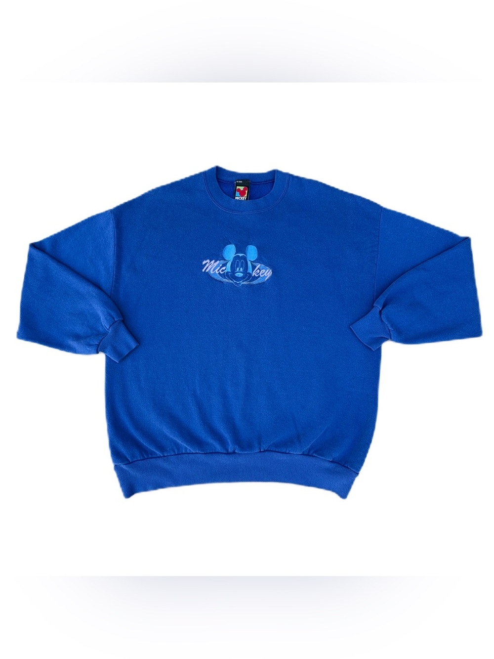 Vintage 90s Disney Unlimited Mickey Mouse Blue Embroidered Crewneck Sweater